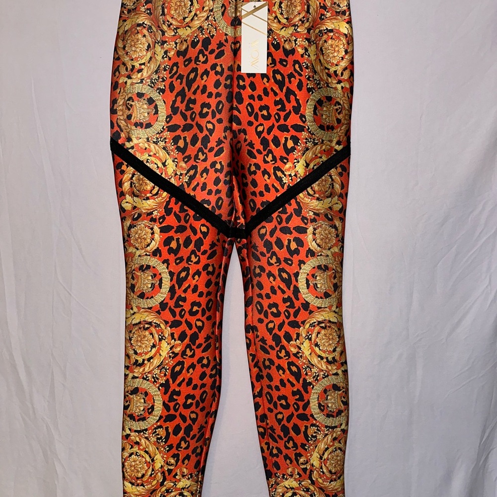 WOW Couture Orange and Black Patterned Pants